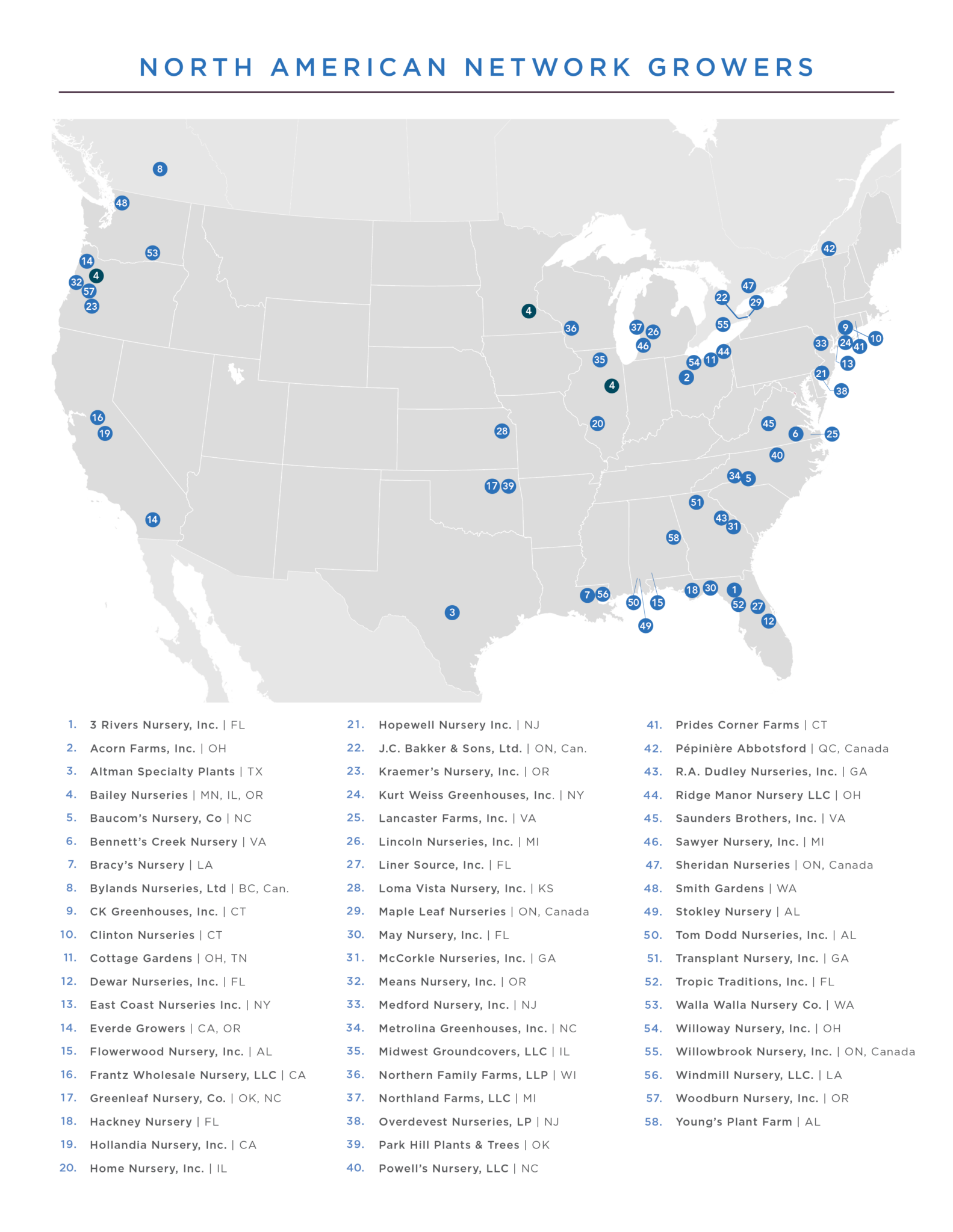 Endless Summer® Hydrangeas Network Growers Map